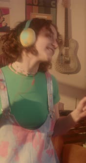 Girl with Tape Player Dancing alt