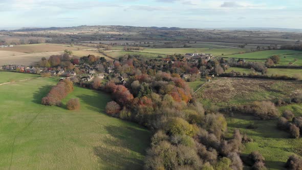 Chipping Broad Wooded Small Cotswold Village Aerial Landscape Autumn