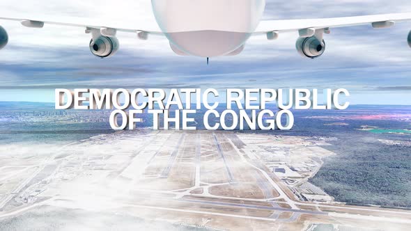 Commercial Airplane Over Clouds Arriving Country Democratic Republic Of The Congo