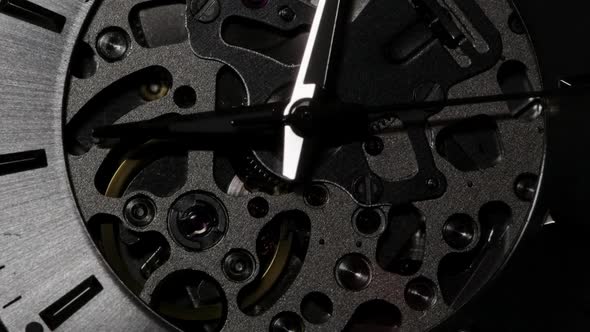 Swiss Watch with Full Open Mechanism Closeup alt