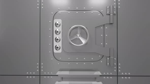Door opening to bank vault - 3d animation alt