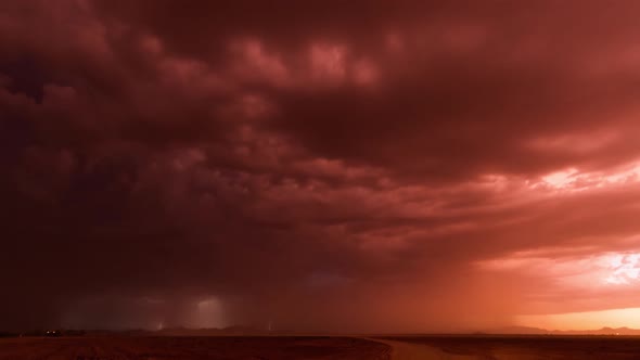 Spectacular Thunderstorm Lightning Strikes Dark Night Red Shine At Sunset 2