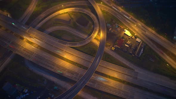 4K : Aerial time lapse in motion drone shot of freeway and interstate traffic alt
