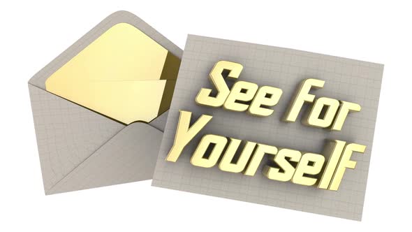 See For Yourself Invitation Envelope Witness Learn Come Here 3d Animation alt