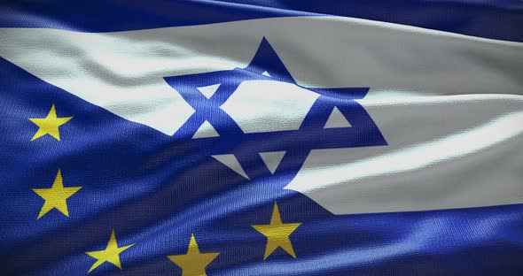 Israel and EU waving flag animation loop alt