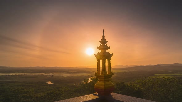 Beautiful landscape in the morning mist from the viewpoint alt
