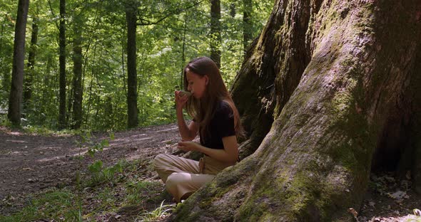 ancient tradition of tea drinking. sunny day. side view alt