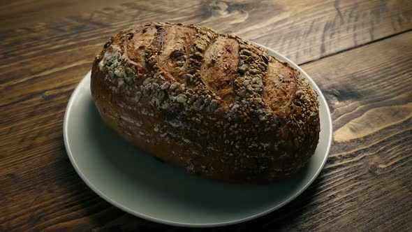 Freshly Baked Bread Loaf On The Table alt