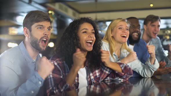 Young Sport Fans Cheering National Team Victory, Supporters Clapping Hands alt