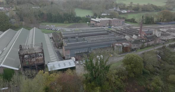 Old Industrial Units Lydbrook Wye Valley Gloucestershire UK Autumn Season Aerial View