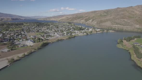 Small town in New Zealand from air