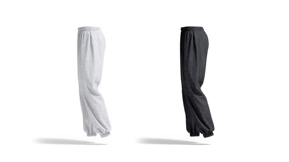 Blank melange and black sport sweatpants, looped rotation alt