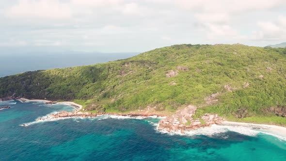 Tropical Beach with Sea and Palm Taken From Drone alt