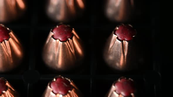 very close macro slide over of 9mm hollow point tactical rounds for the military or personal defense alt