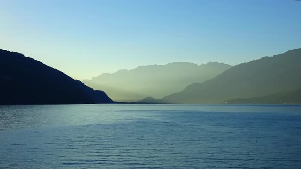 Timelapse of Lake Thun (thunersee) and Mountains of Swiss Alps in City Spiez 
