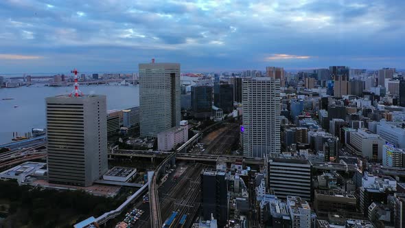 Time lapse of Tokyo city with public transportation and infrastructure