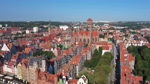 Aerial vew of Basilica of St. Mary in Gdansk, Poland