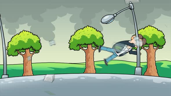 Cartoon Wind Man Flying 4K alt