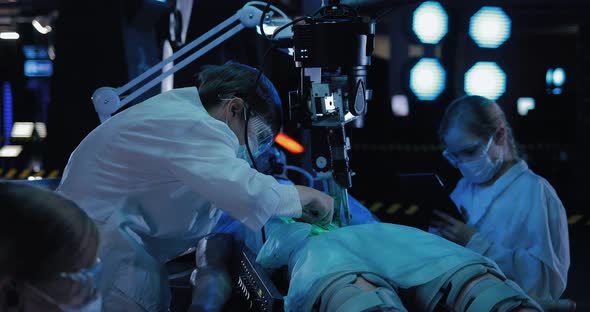 Lab Technician Does an Autopsy on an Alien