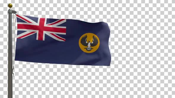 South Australia Flag (Australia) on Flagpole with Alpha Channel - 4K alt