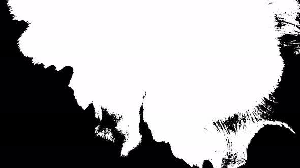 Bloom Ink. Beautiful White Watercolor Ink Drops Transition on Black Background. alt