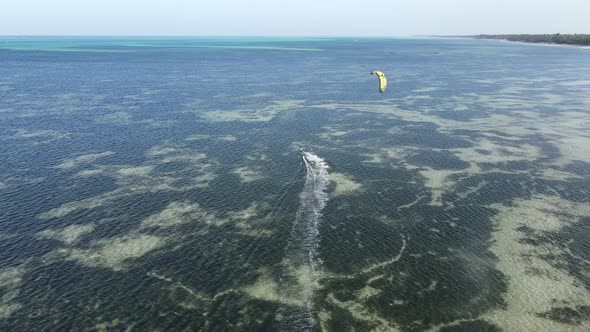 Zanzibar Tanzania  Kitesurfing Near the Shore Slow Motion alt