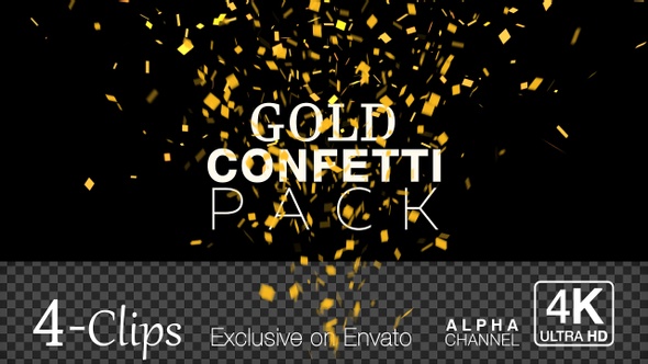 Gold Explosion and Falling Confetti with Alpha Channel