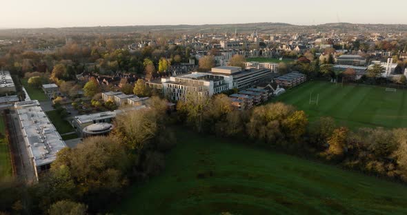 Aerial View Of Oxford City From The East Autumn Colour Graded