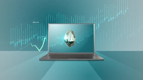 07 - 7 LITE Cryptocurrency Background with Lap Top Computer 4K alt
