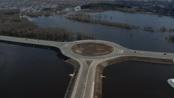 Top View of the Roundabout of the Road alt