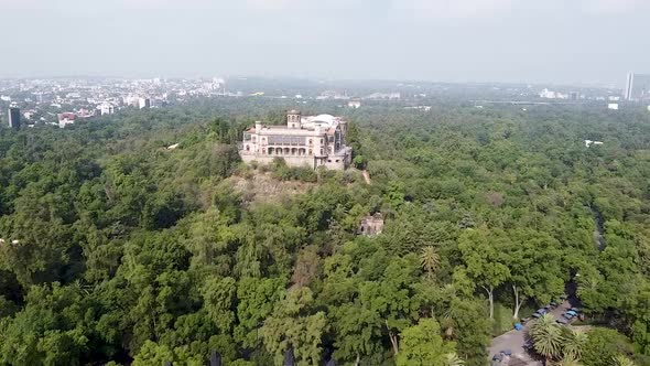 Aerial view of Chapultepec castle in Mexico city alt