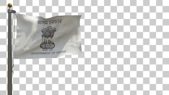 Assam Flag (India) on Flagpole with Alpha Channel alt