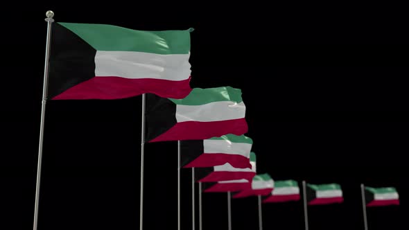 Kuwait Row Flag With Alpha