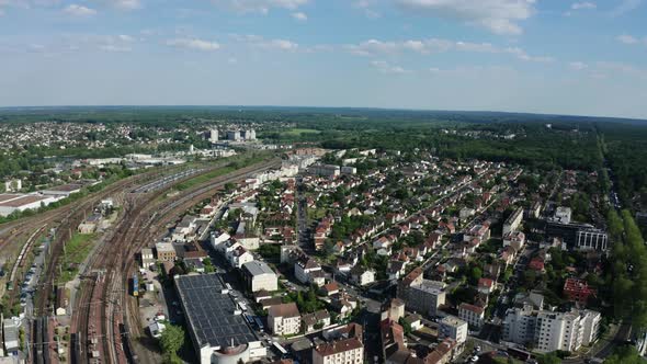 France Melun Lille Drone Aerial View Above the Melun City alt