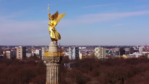 The Golden Statue on the Berlin Victory Column  Aerial View alt