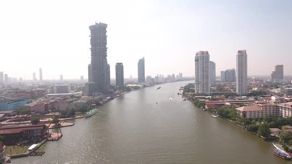 Flying Above Bangkok Riverside