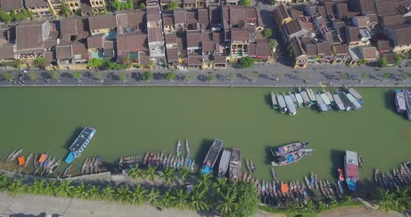 Aerial view panoramic of Hoi An old town or Hoian ancient town