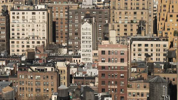 View from high above Upper West Side in Manhattan of Central Park and a beautiful day. alt