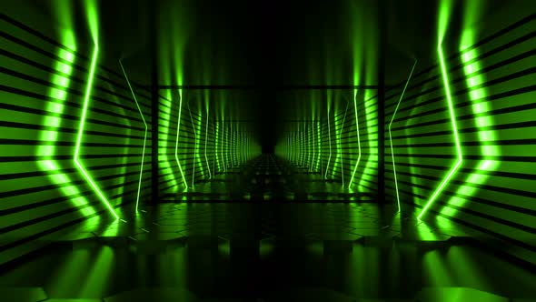 Green Neon Tunnel 4K Loop
