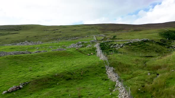 Abandoned Village at An Port Between Ardara and Glencolumbkille in County Donegal  Ireland alt