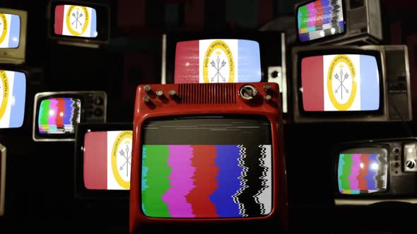 Flag of Santa Fe Province, Argentina, and Retro TVs. alt