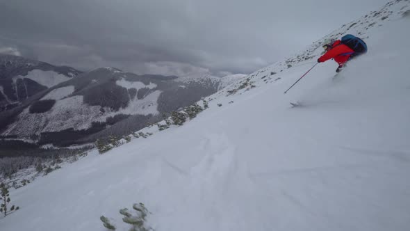 Skiing Downhill Followcam