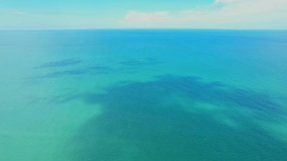 4K Aerial view of drone move on beautiful sea, Flight over ocean alt