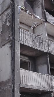 Vertical Video of a House Destroyed By the War in Ukraine alt
