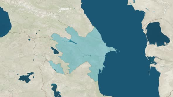 Zoom in to the Map of Azerbaijan with Text Textless and with Flag alt