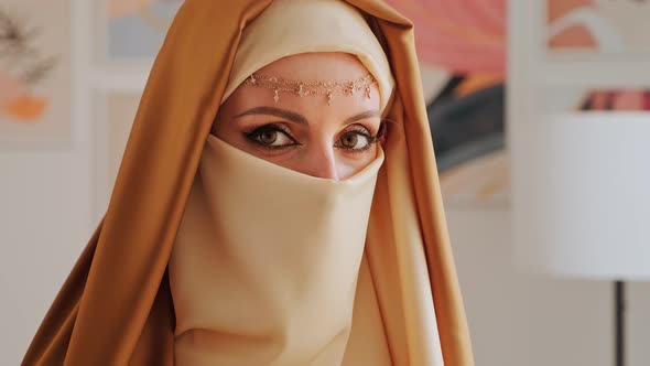 Close Up Portrait Of Beauty Young Muslim Woman In Hijab