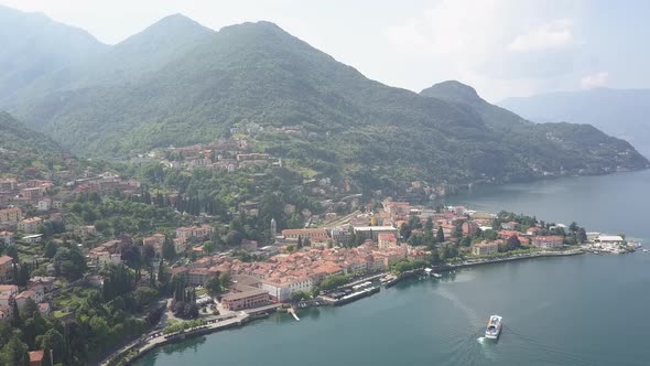 LAKE COMO, ITALY from the drone and the Italian Alps in background