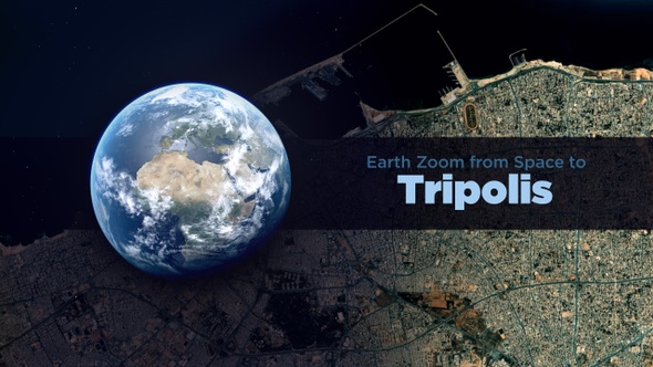 Tripoli (Libya) Earth Zoom to the City from Space