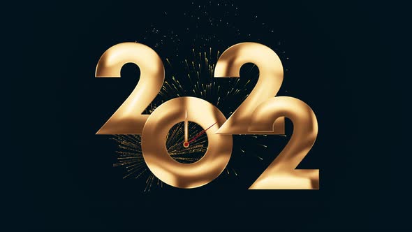 Countdown clock ticking on golden numbers that will change to new year 2022