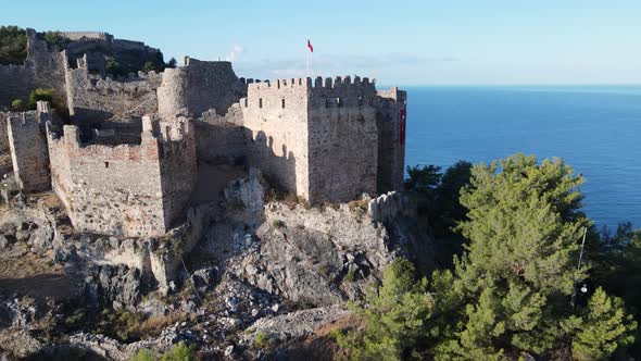 Alanya Castle - Alanya Kalesi Aerial View. Turkey alt
